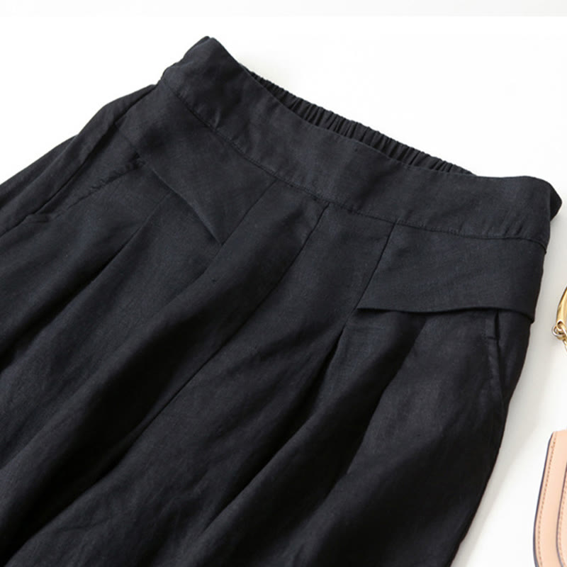 Women's Wide-Leg Casual Trousers in Black