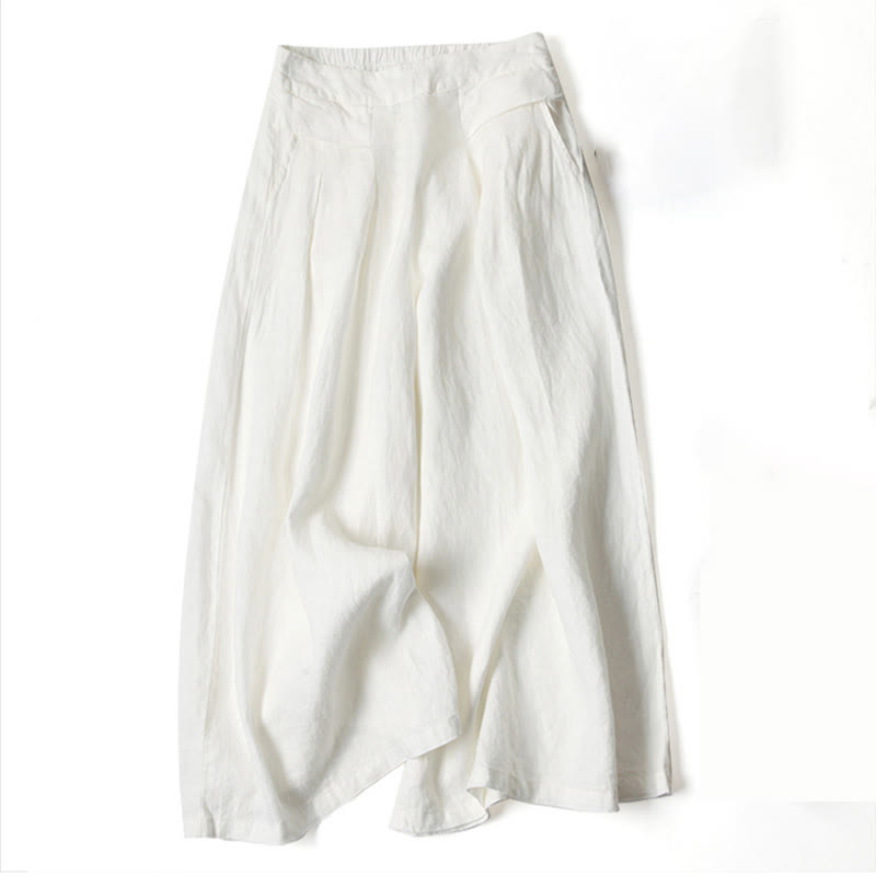 Women's Wide-Leg Casual Trousers in White