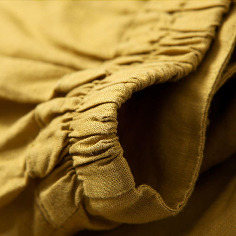 Women's Wide-Leg Casual Trousers in Mustard