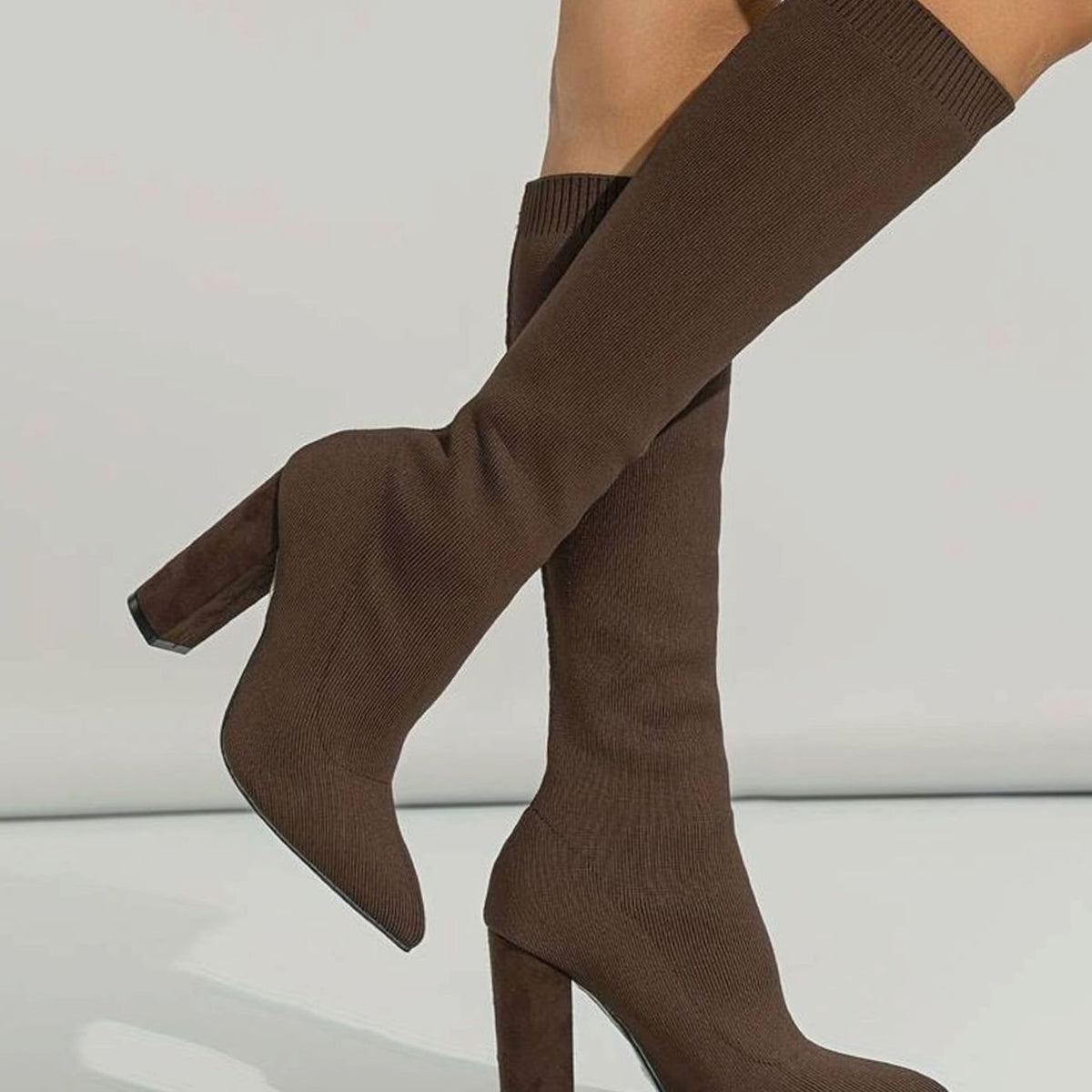 Women's Orthopaedic Pull-On Knee High Boots in Dark Brown