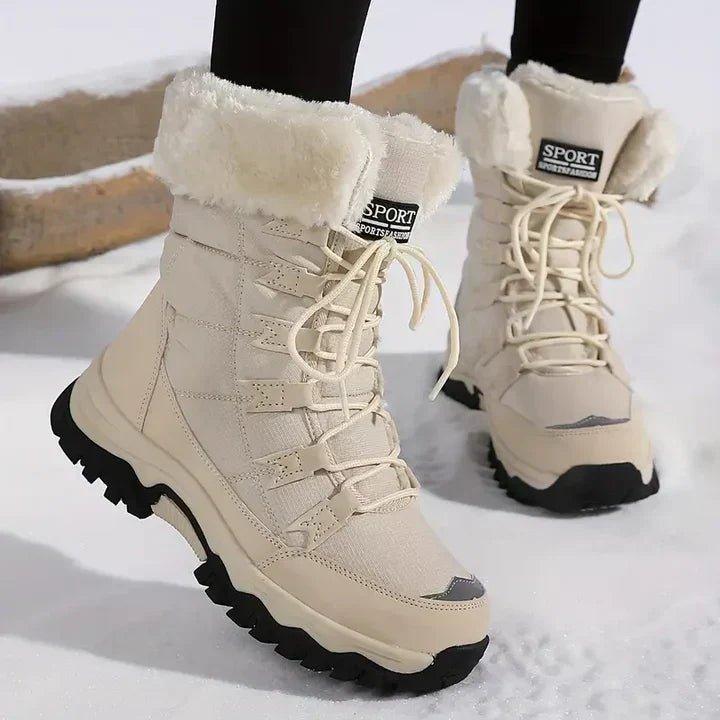 Women's Fur-Trimmed Snow Boots in Beige