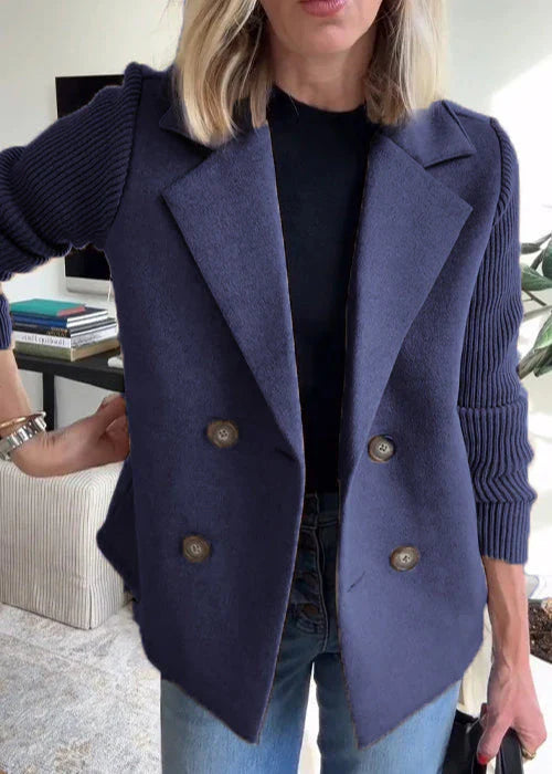 Women's Double-Breasted Casual Coat in Blue