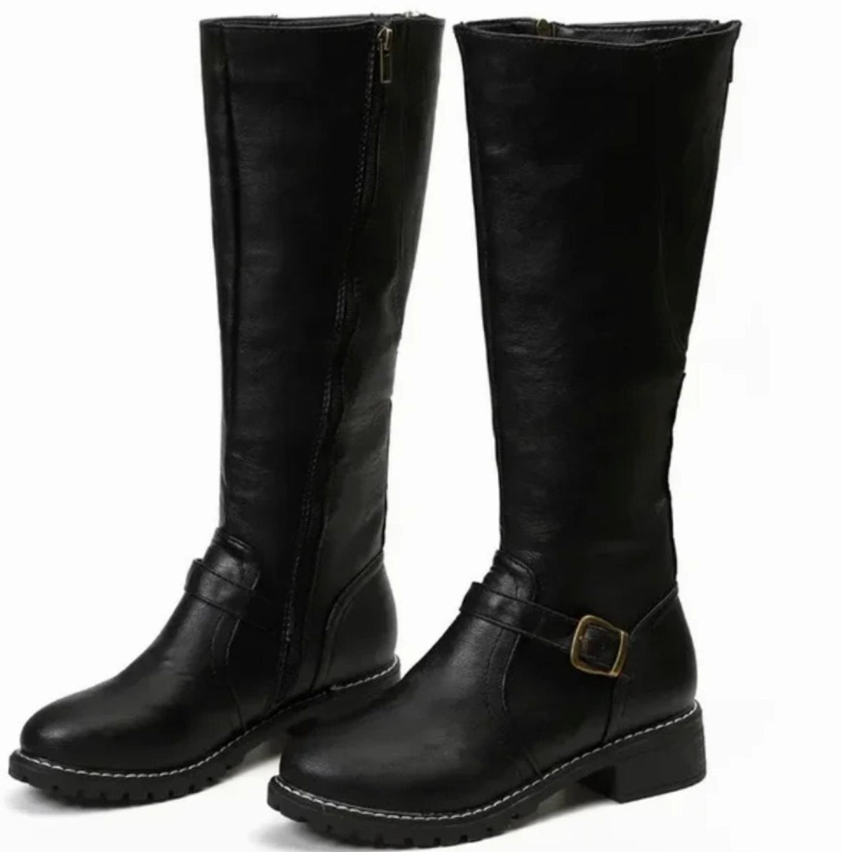 Women's Orthopaedic Zip-Back Casual Knee High Boots in Black