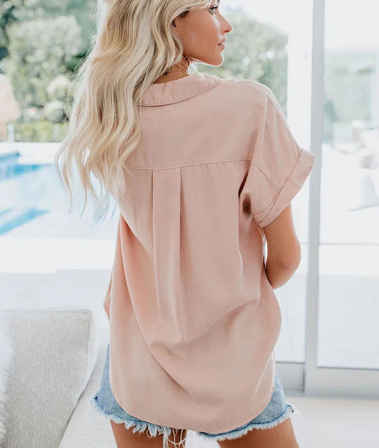 Women's Button-Front Casual Shirt in Peach