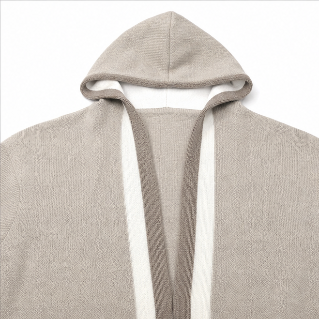 Women's Open-Front Hooded Casual Cardigan in Taupe
