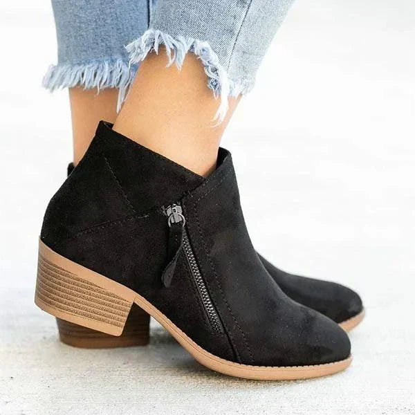 Women's Block-Heel Side-Zip Ankle Boot