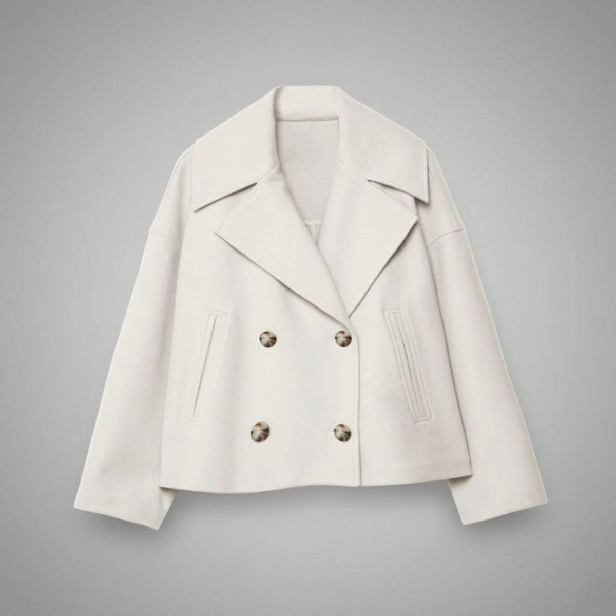 Women's Double-Breasted Casual Jacket in White