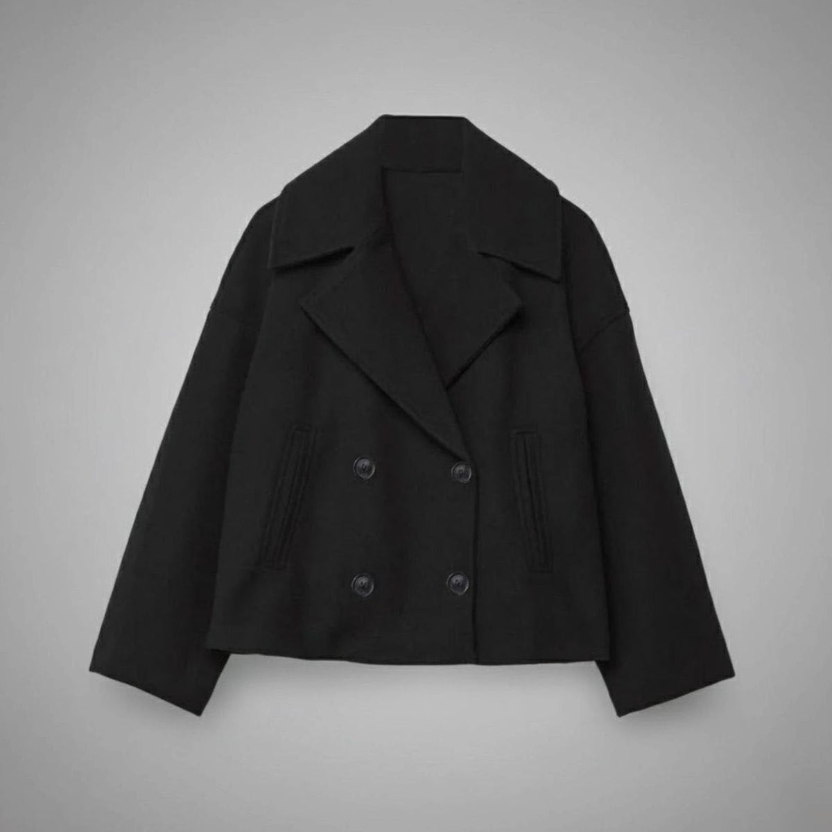 Women's Double-Breasted Casual Jacket in Black