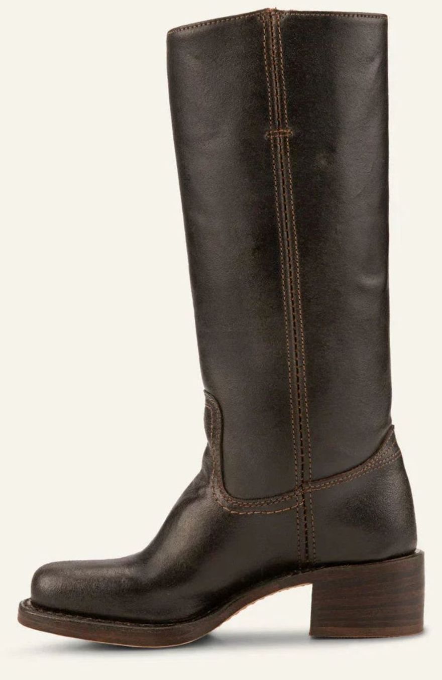 Women's Stacked-Heel Casual Knee High Boots in Dark Brown