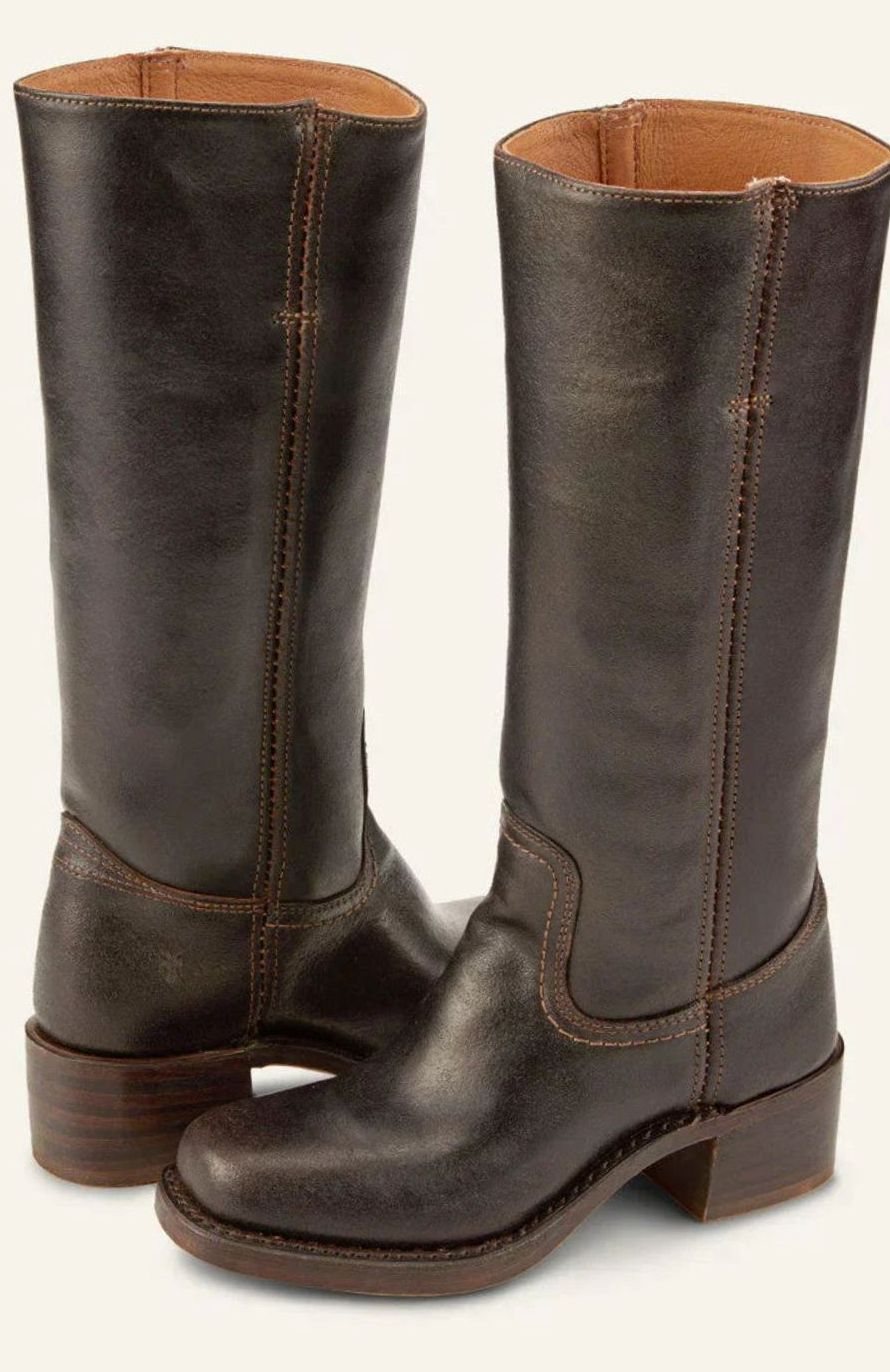 Women's Orthopaedic Pull-On Casual Knee High Boots in Dark Brown