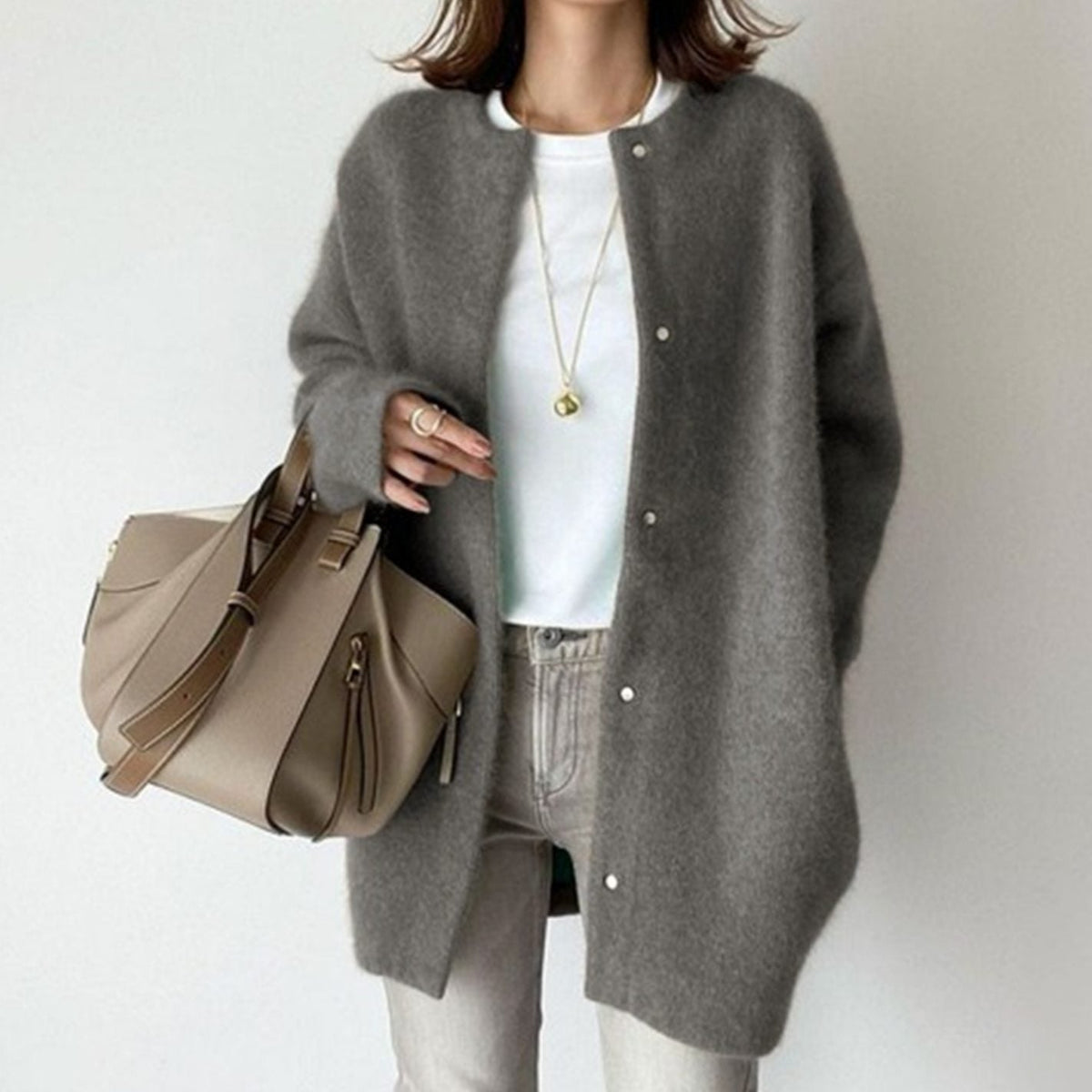 Women's Oversized Casual Cardigan in Grey