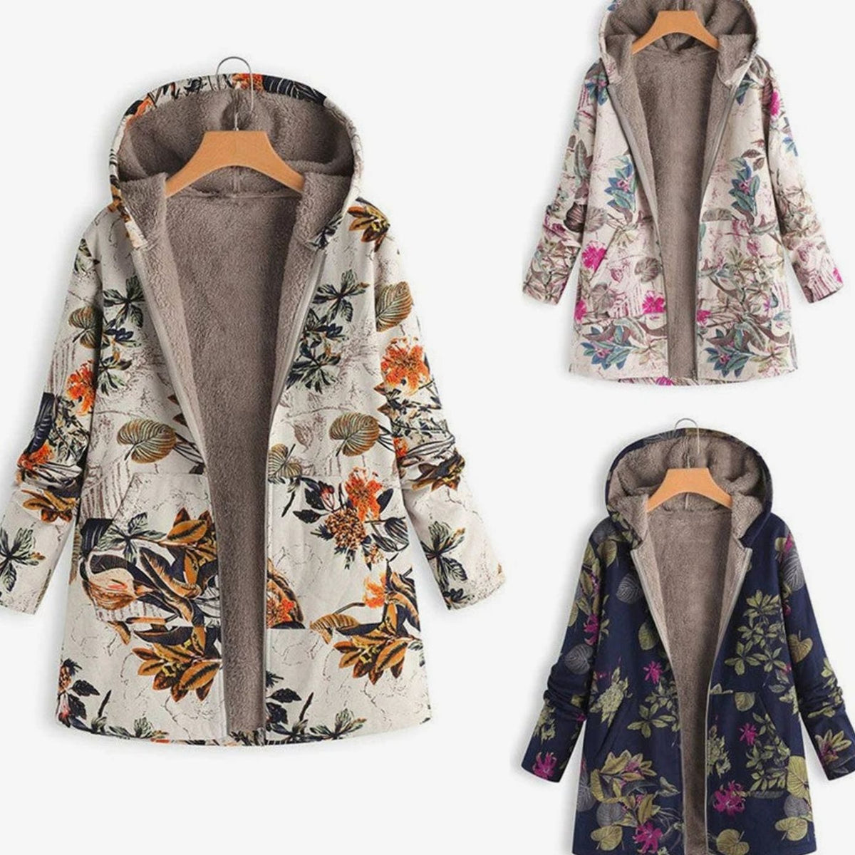 Women's Hooded Zip-Front Casual Coat