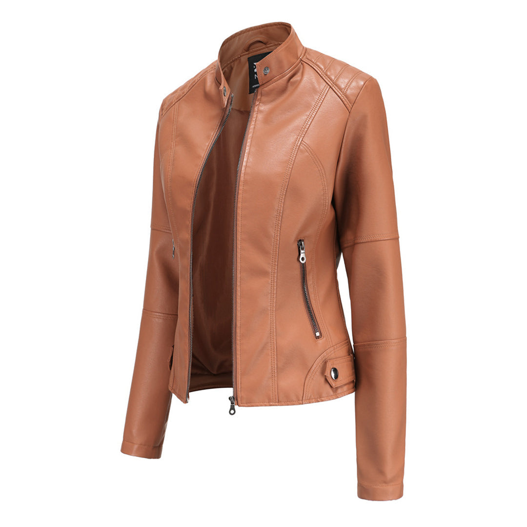Women's Quilted Casual Jacket in Light Brown