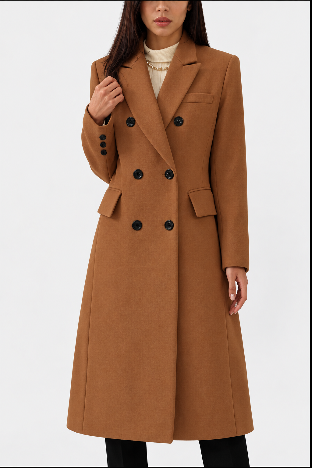 Women's Double-Breasted Workwear Coat in Brown