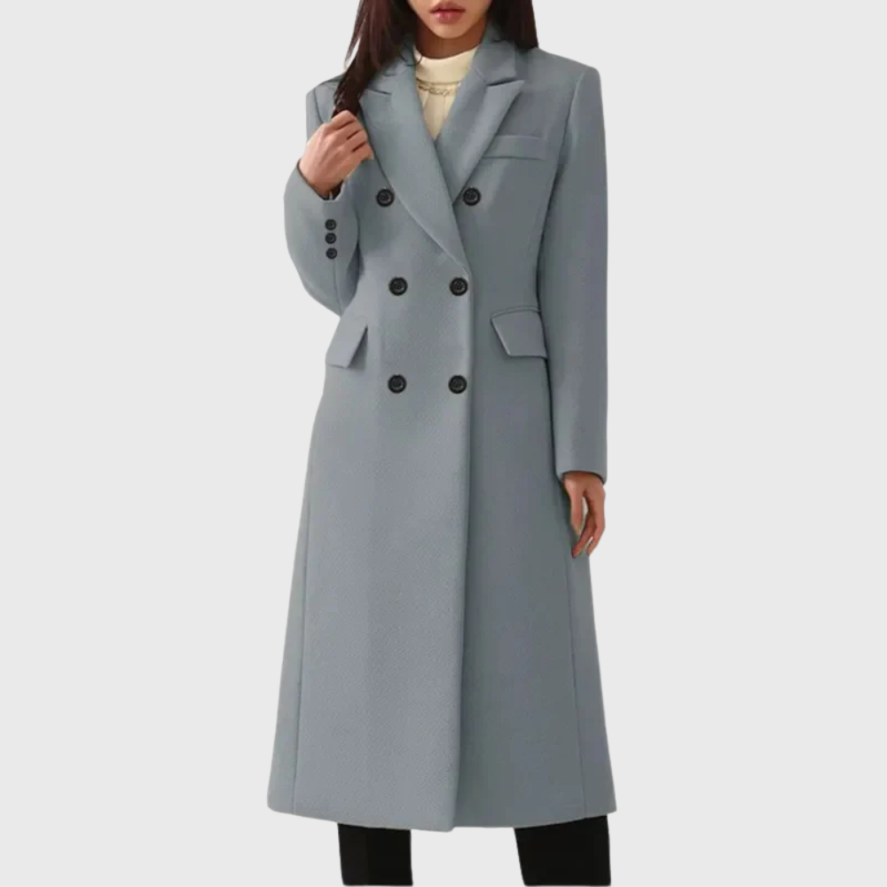 Women's Double-Breasted Workwear Coat in Grey