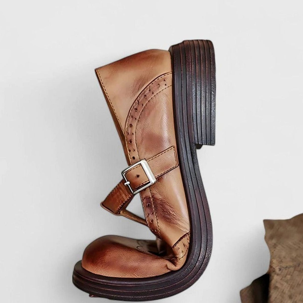 Orthopaedic Brogue Casual Flats in Brown