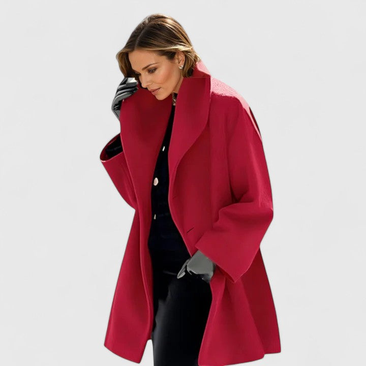 Women's Shawl-Collar Casual Coat in Red