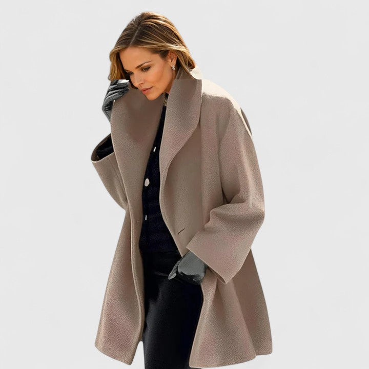 Women's Shawl-Collar Casual Coat in Taupe