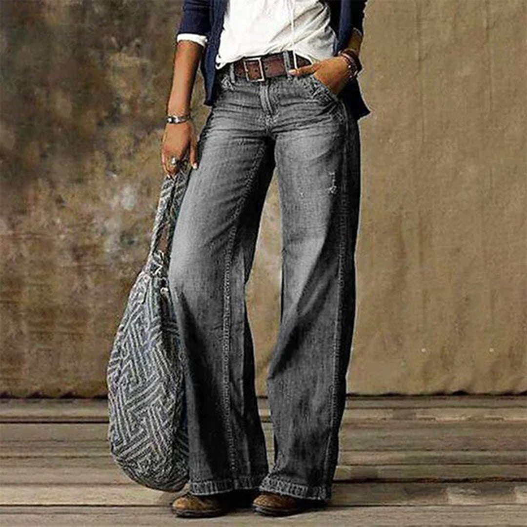 Women's Wide-Leg Casual Jeans in Grey