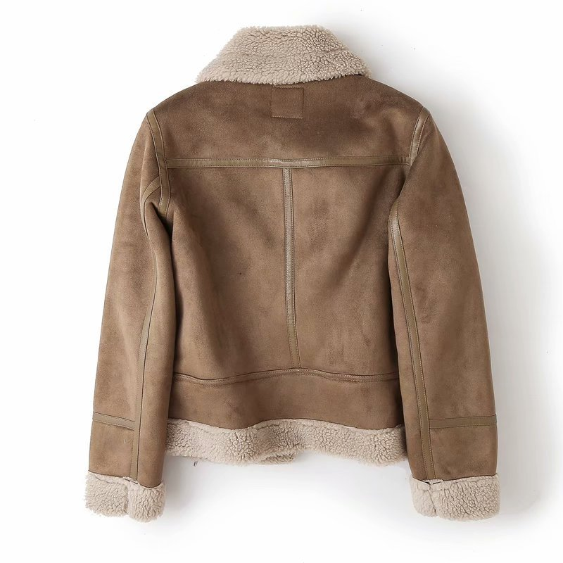 Women's Belted Biker Casual Jacket in Camel