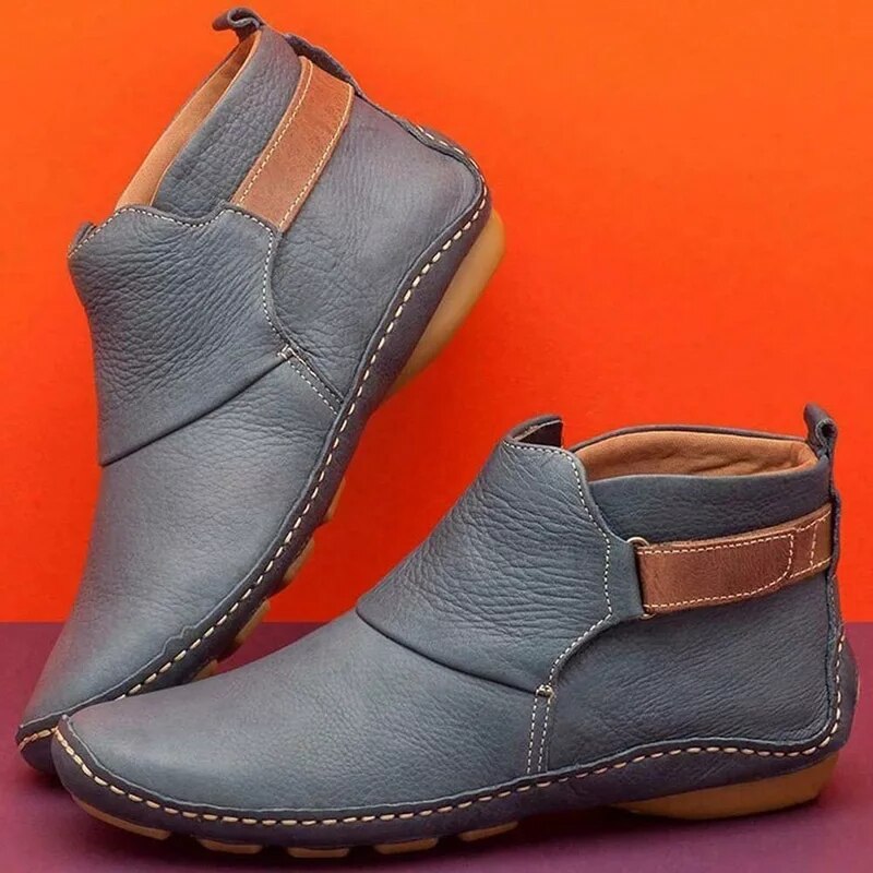 Women's Strap Casual Ankle Boots in Grey