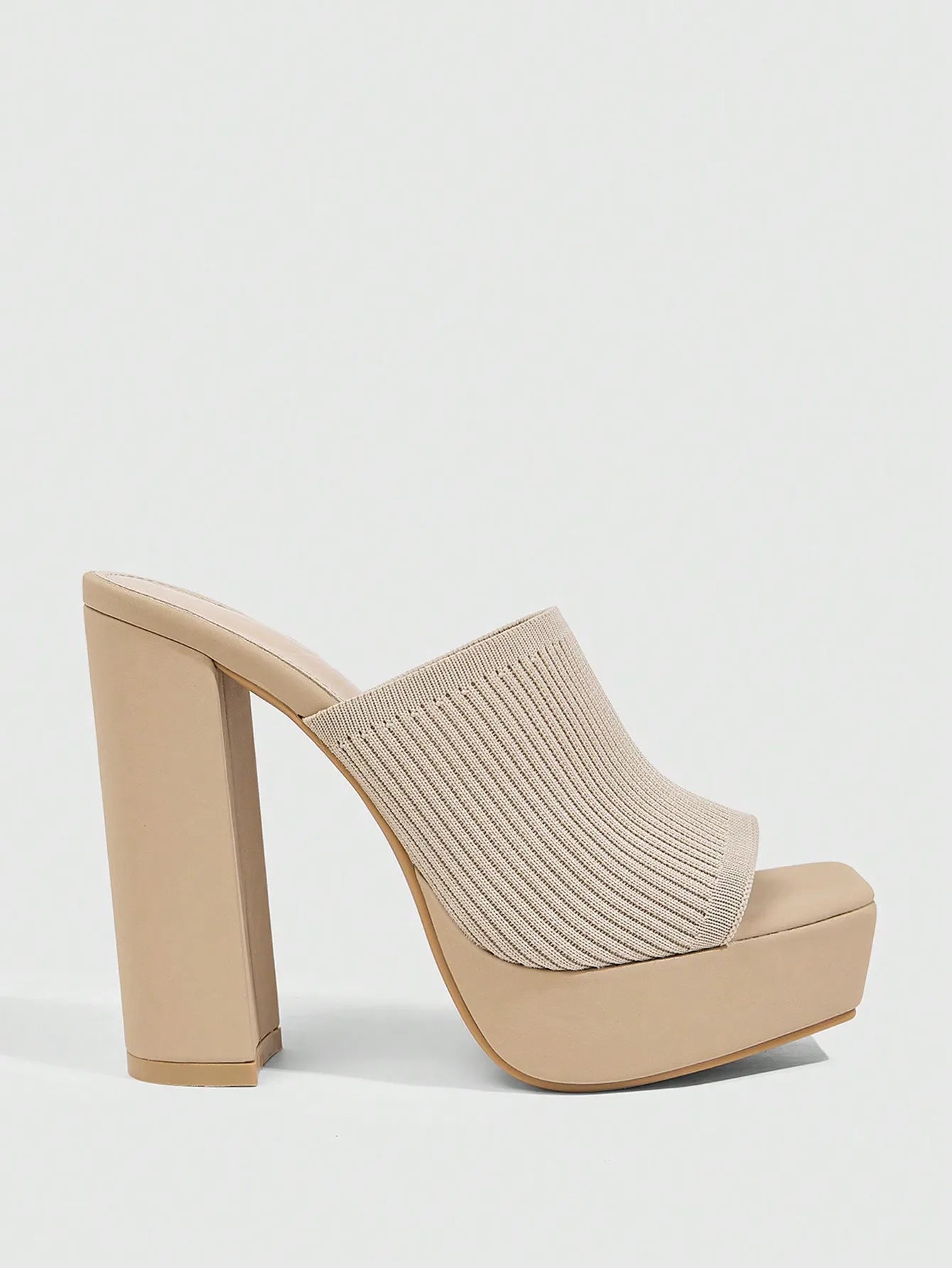 Women's Mules – Ribbed Knit Platform Slip-On Evening | Amelia 12