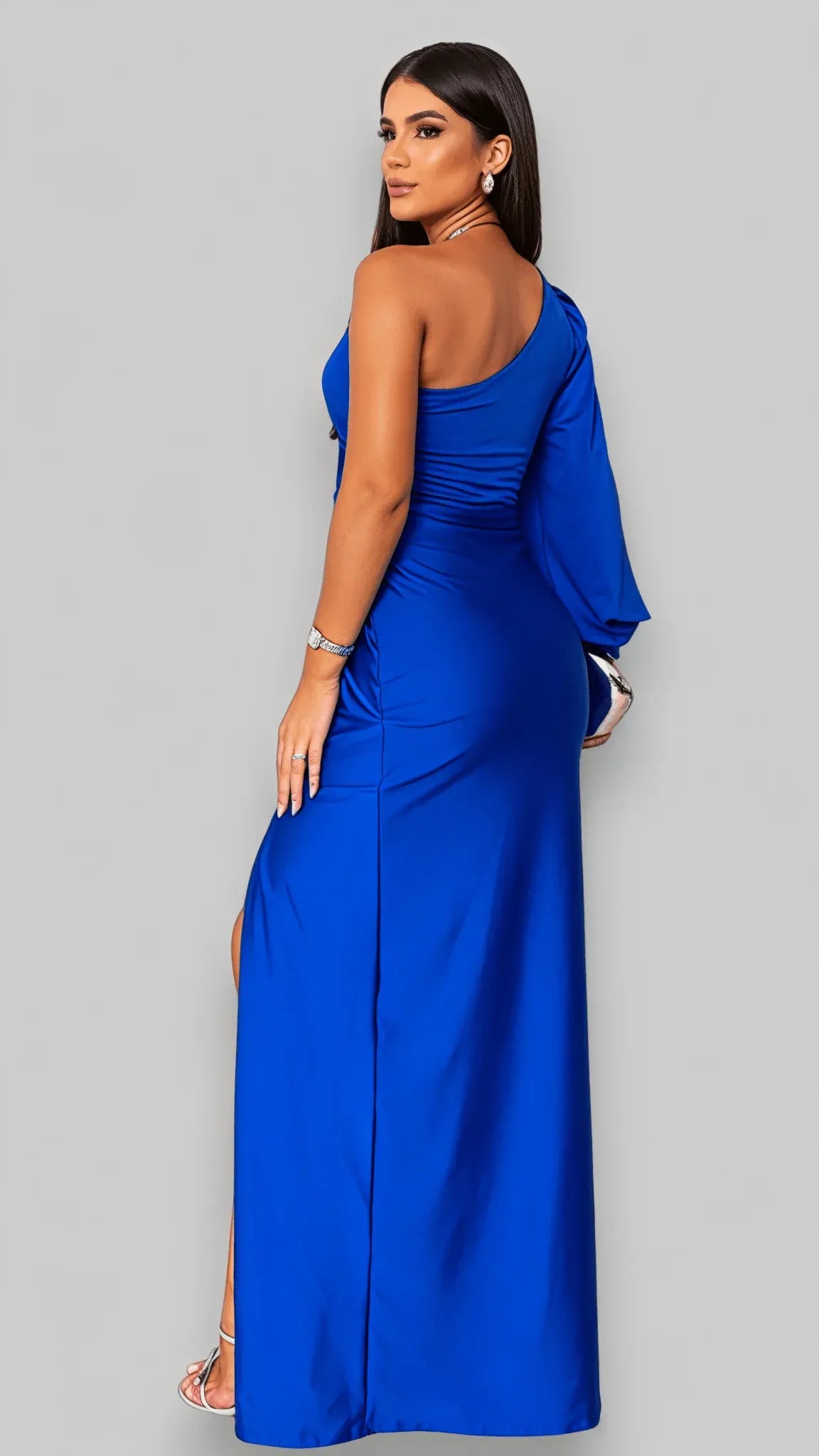 Women's Maxi Dress – Satin One-Shoulder Formal Evening | Amelia 13