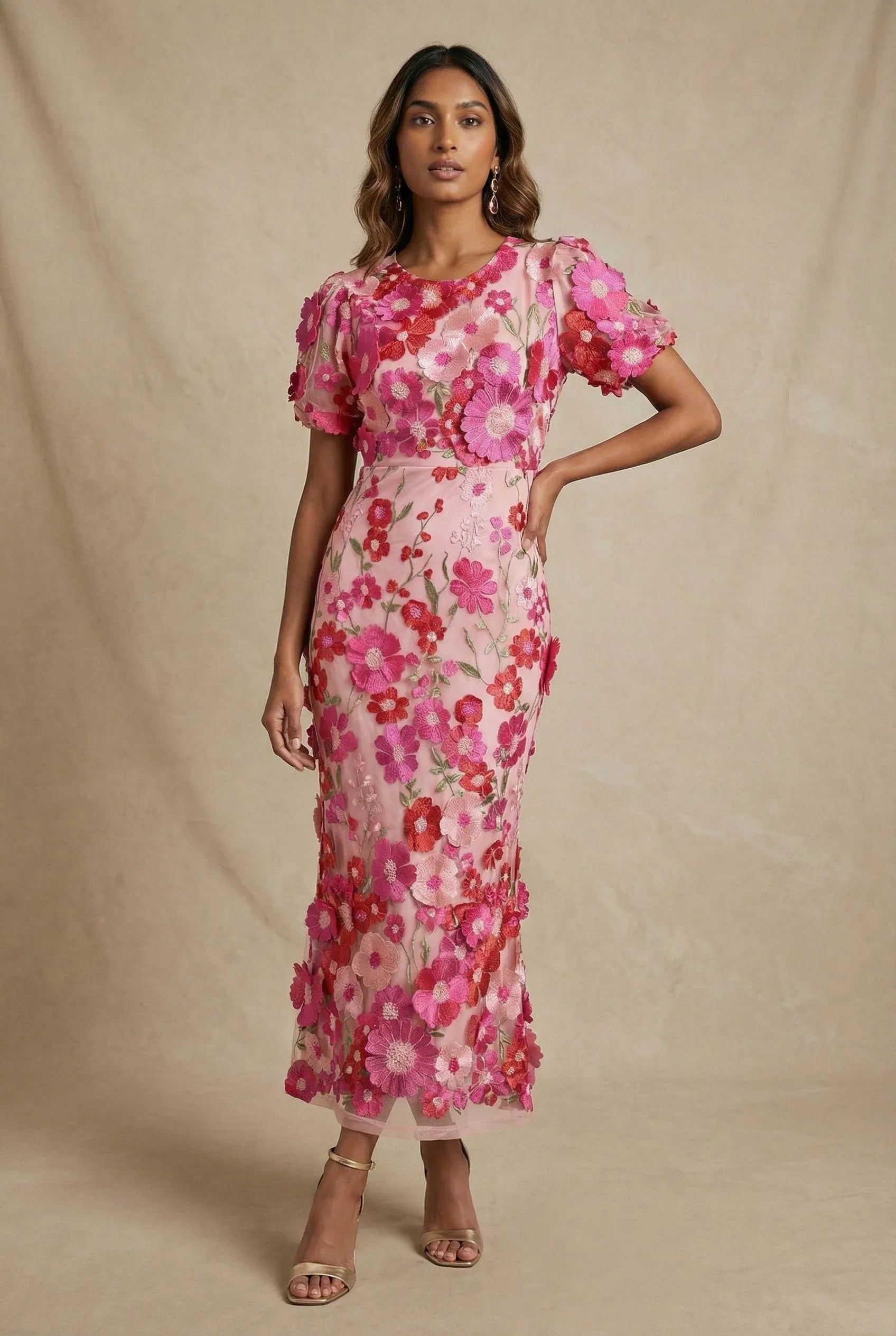 Women's Maxi Dress – Tulle Floral Appliqué Formal | Emma 5