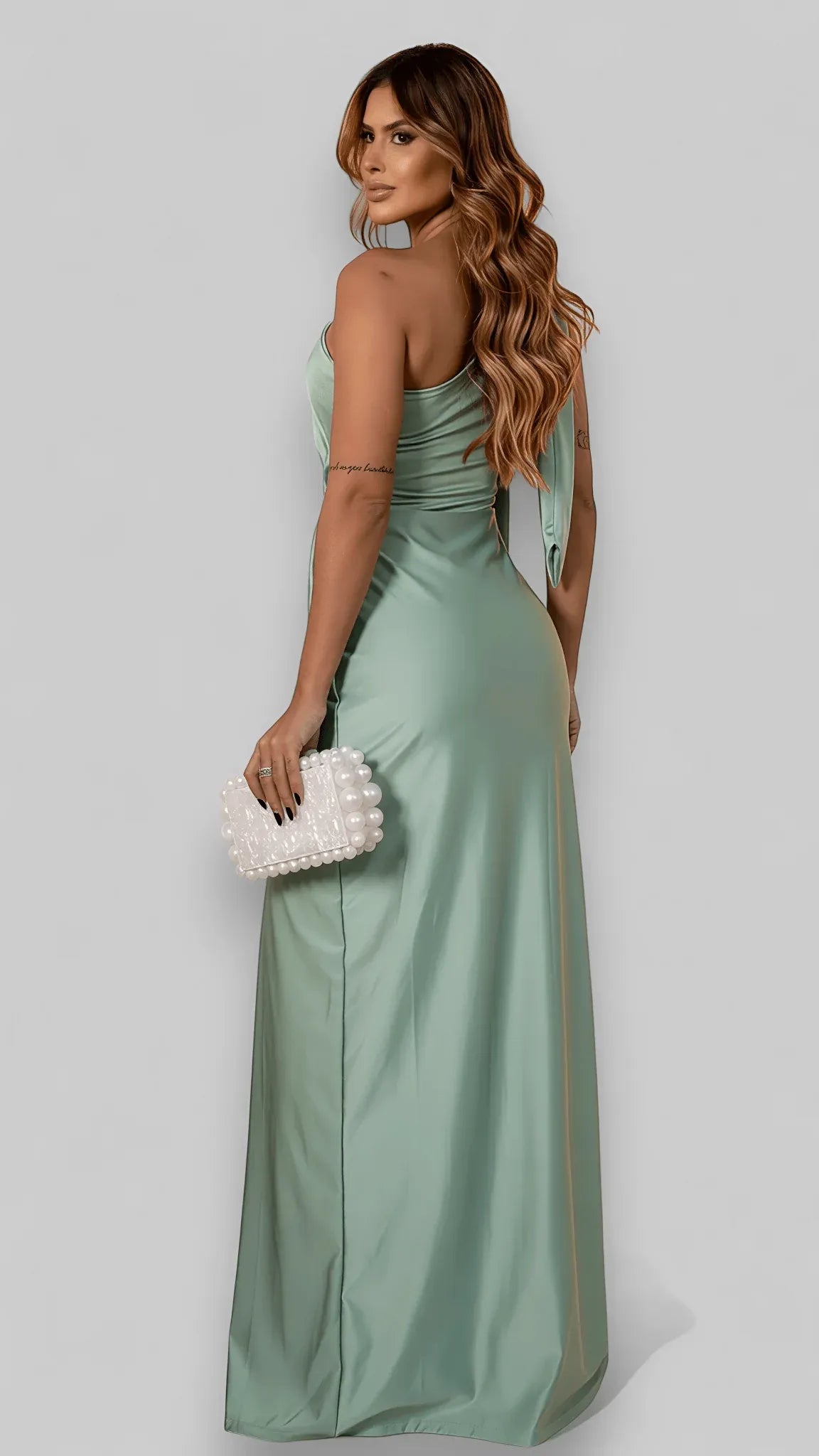 Women's Maxi Dress – Satin One-Shoulder Formal Evening | Amelia 6