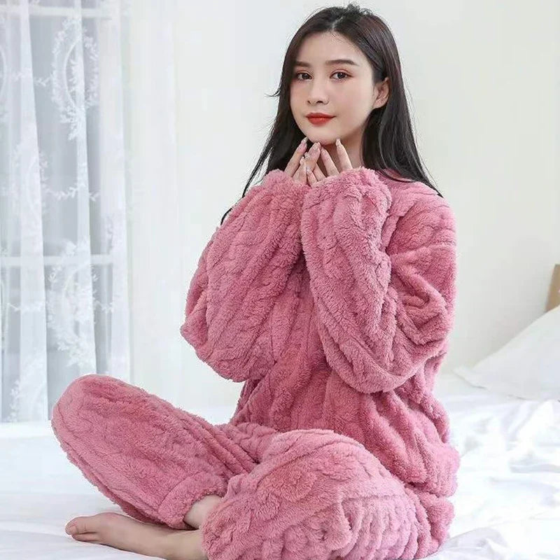 Women's Textured Casual Lounge Set in Dusty Rose