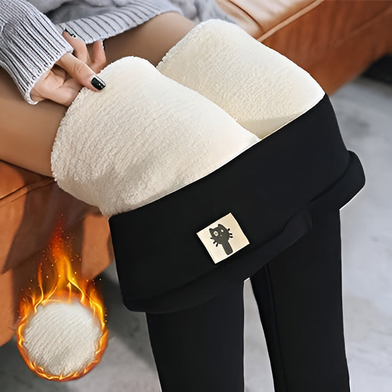 High-Waist Thermal Casual Leggings in Black