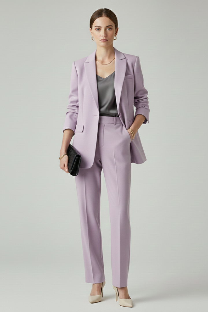 Women's Tailored Workwear Trouser Suit in Lilac