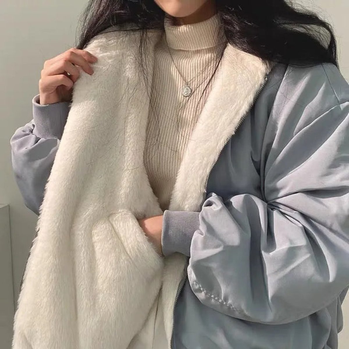 Women's Zip-Front Casual Jacket in Light Blue