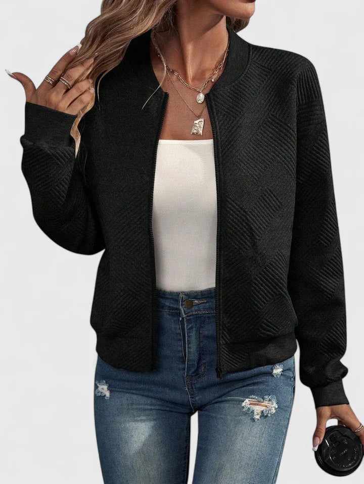 Women's Textured Casual Jacket in Black