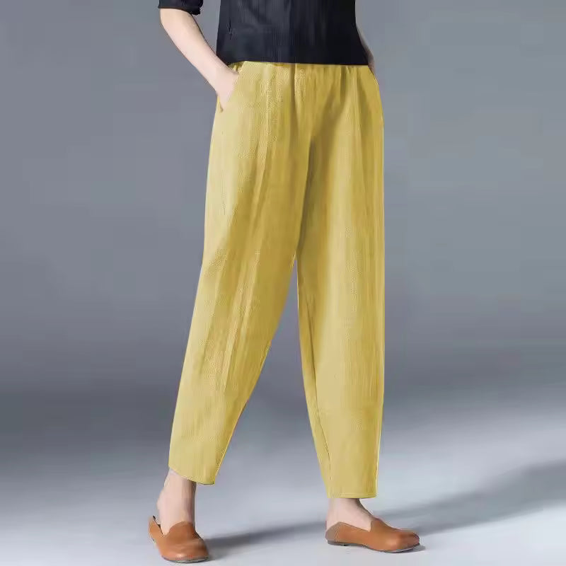 Women's Tapered Casual Trousers in Yellow