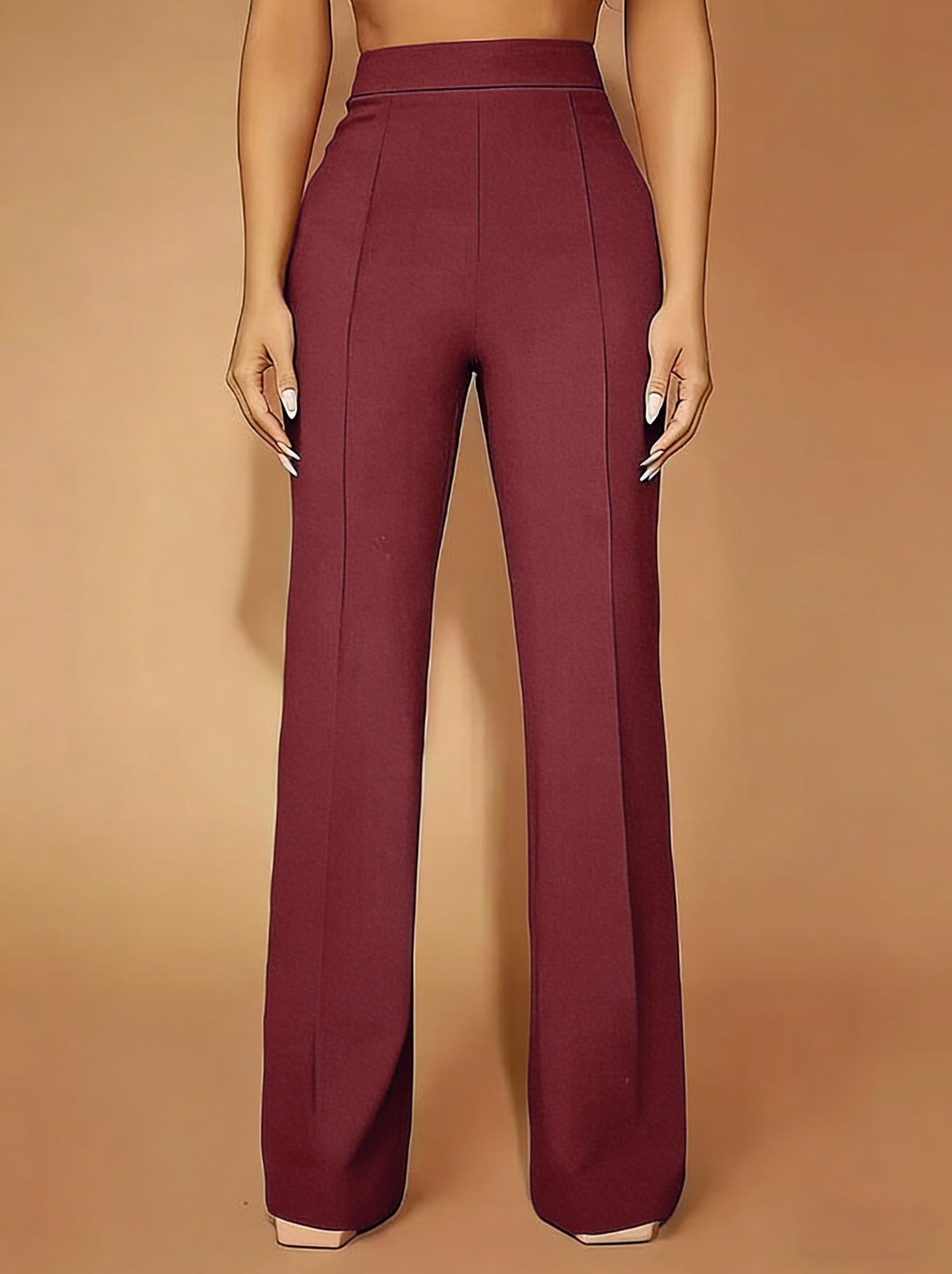 Women's Tailored Workwear Trousers in Burgundy
