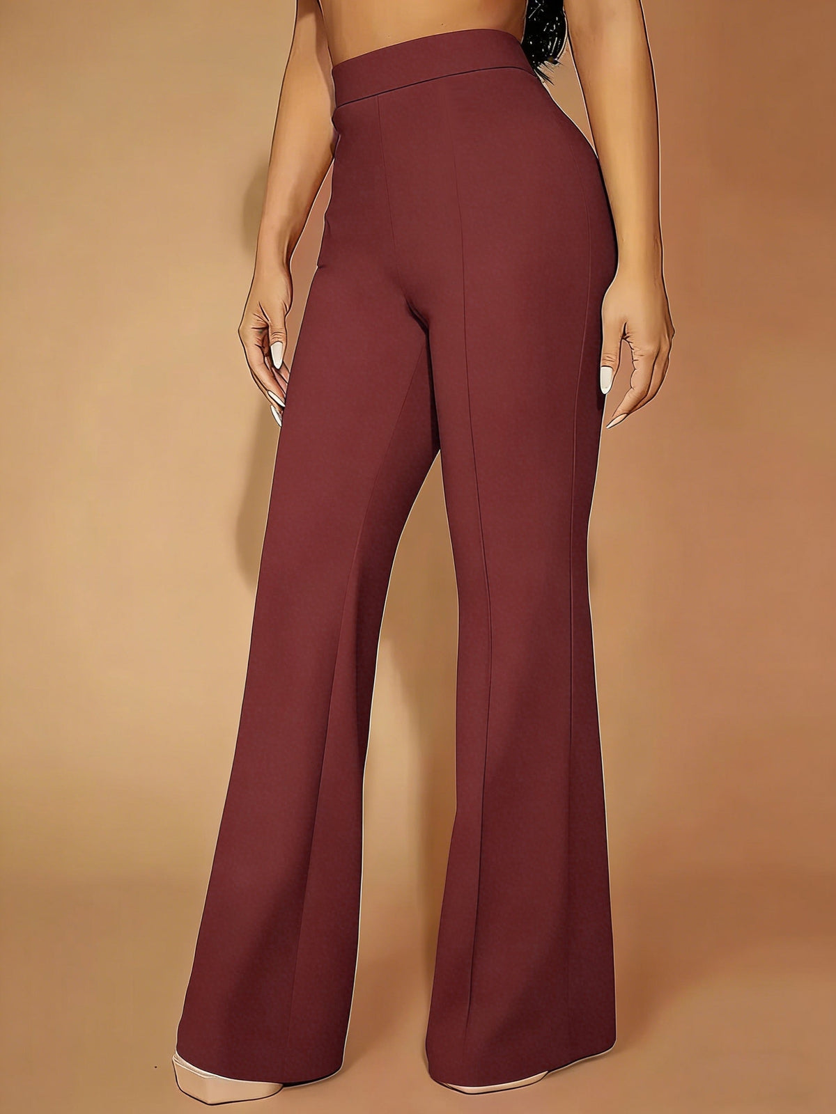 Women's Tailored Workwear Trousers in Burgundy
