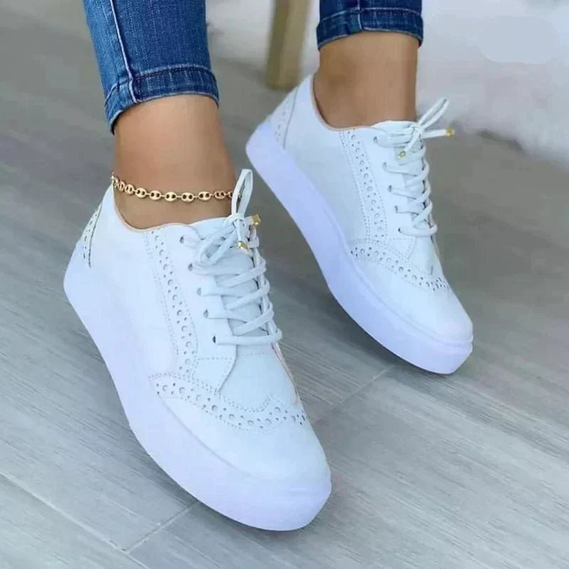 Women's Orthopaedic Lace-Up Casual Trainers in White