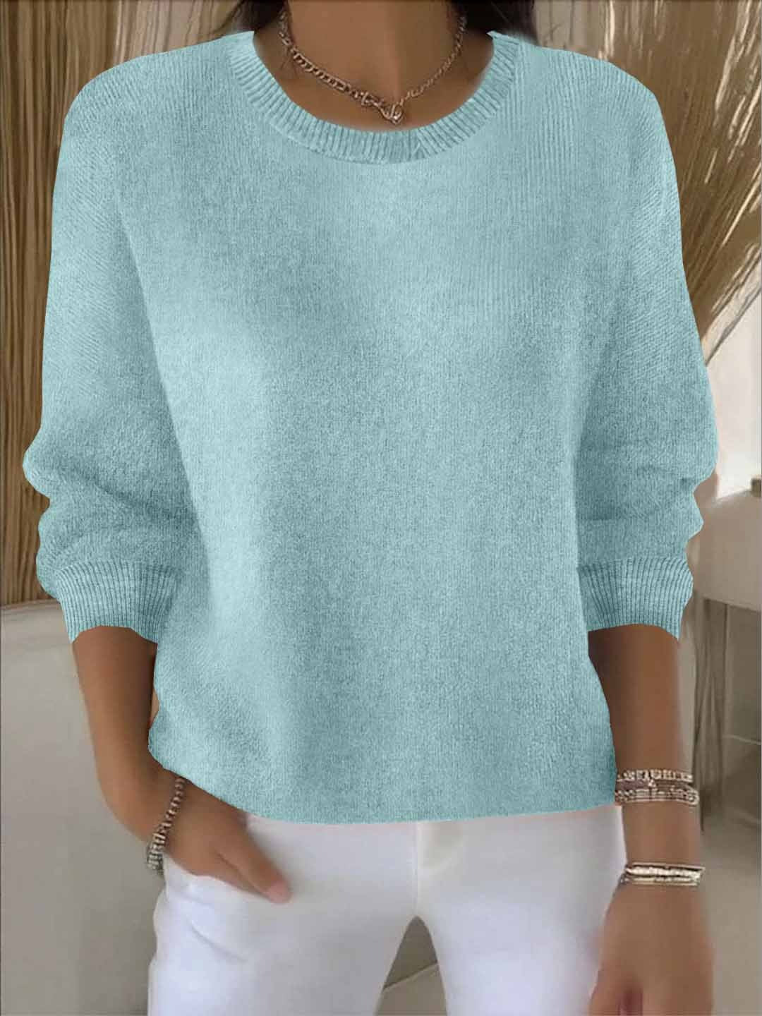 Women's Round-Neck Casual Jumper in Mint