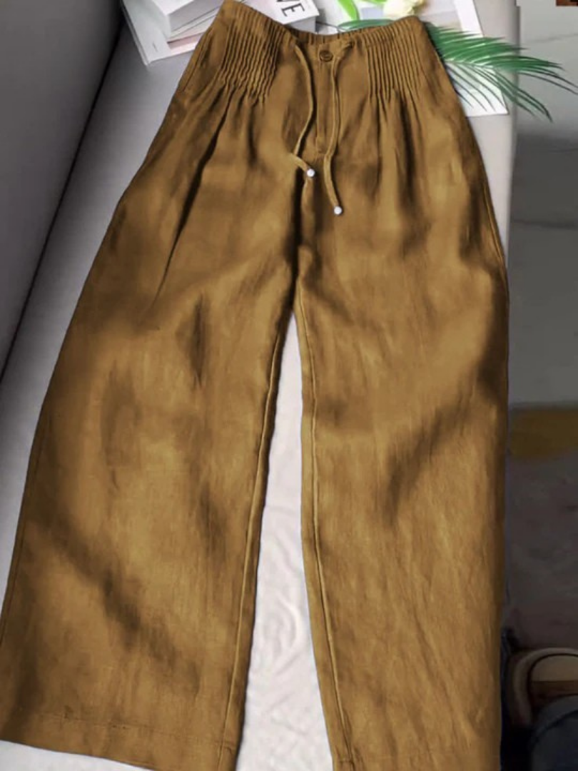 Women's Wide-Leg Casual Trousers in Camel