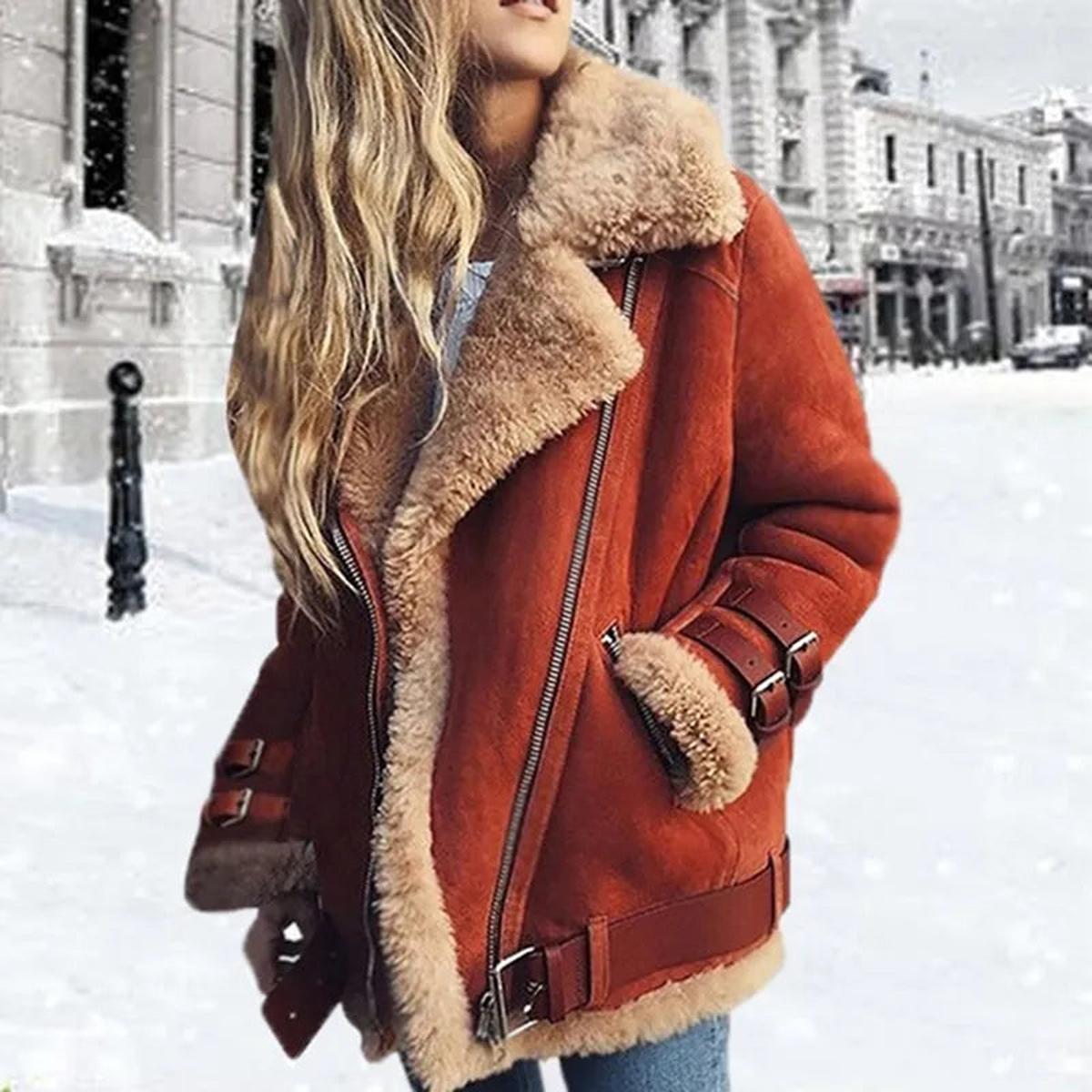 Women's Asymmetric-Zip Casual Jacket in Rust