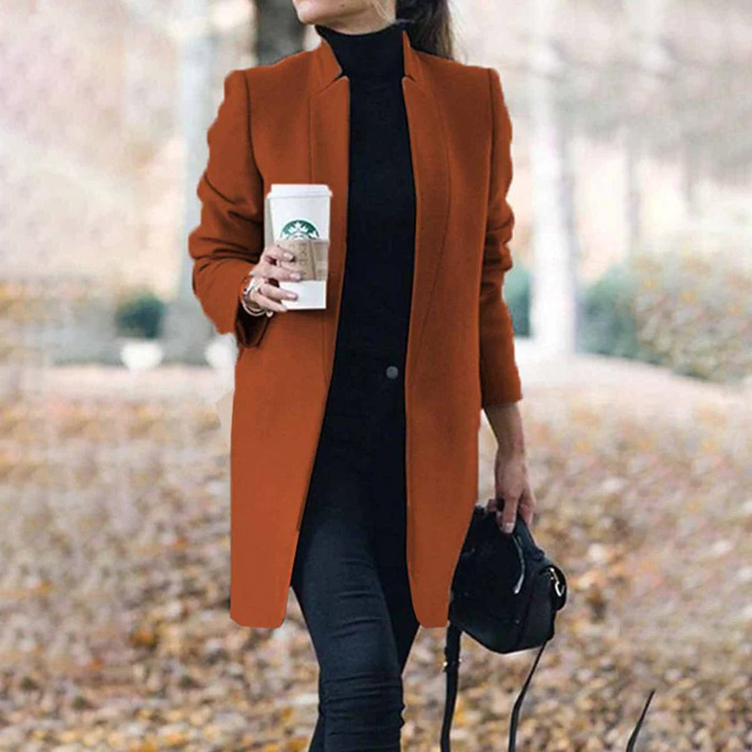 Women's Open-Front Tailored Workwear Coat in Rust