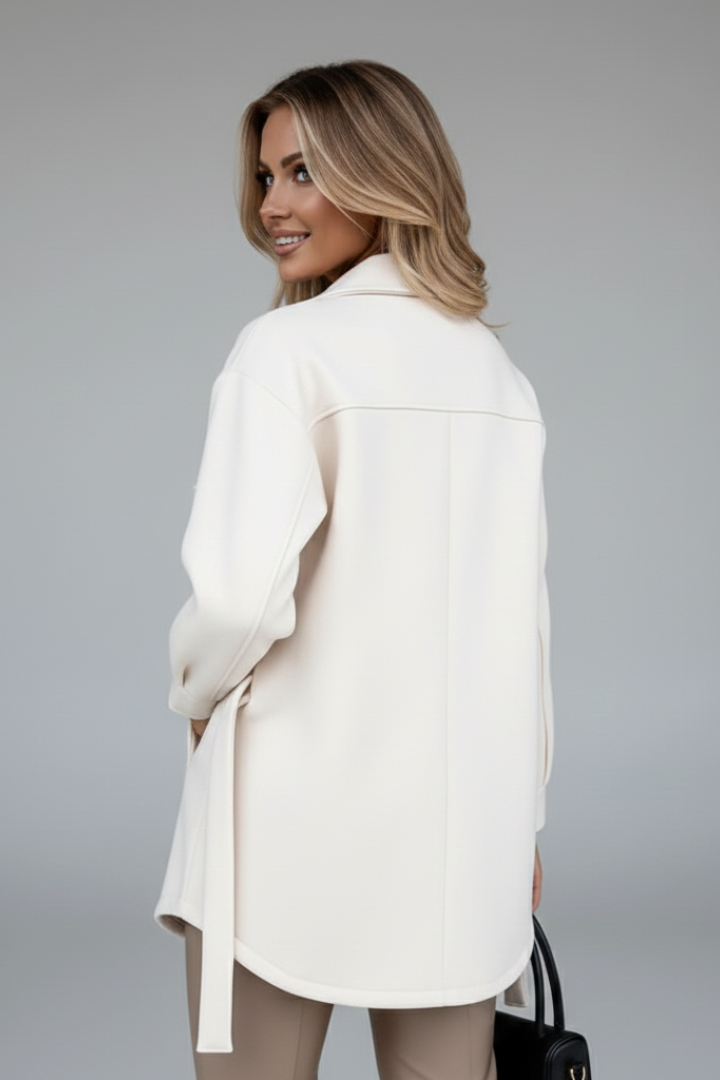 Women's Button-Front Casual Coat in Cream