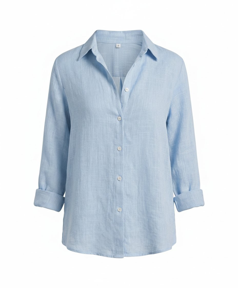 Women's Button-Front Casual Shirt in Light Blue