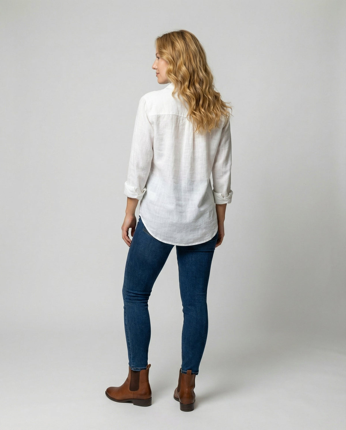 Women's Button-Front Casual Shirt in White