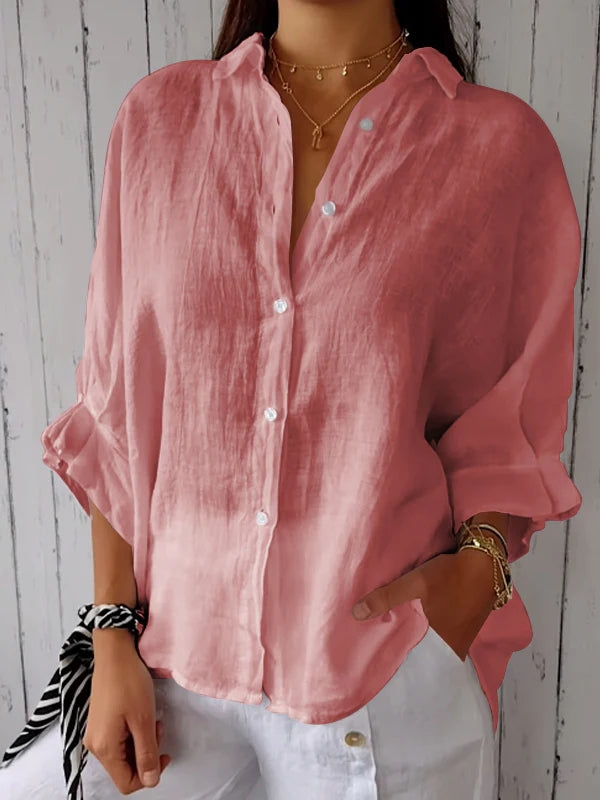 Women's Button-Front Casual Shirt in Dusty Rose