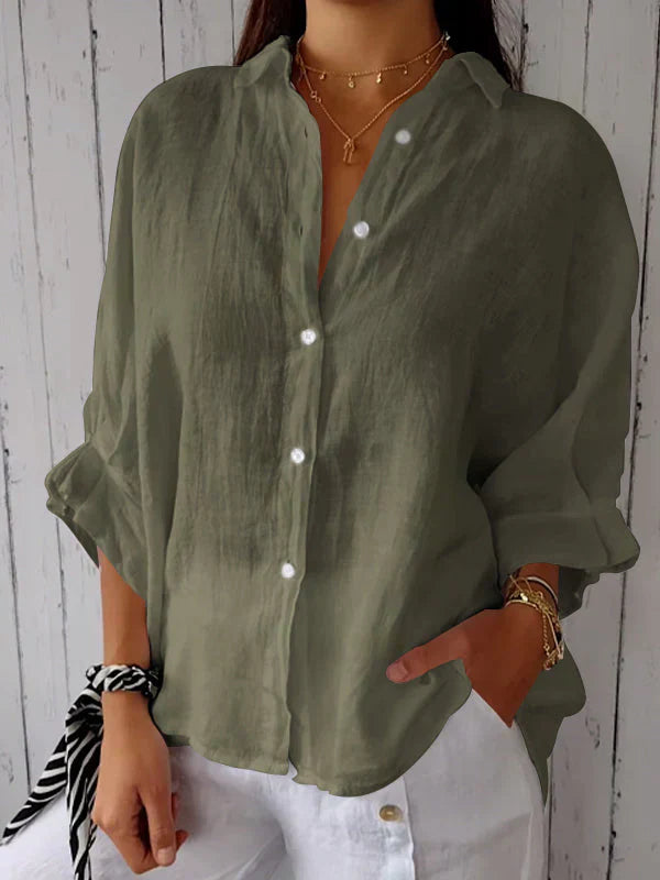 Women's Button-Front Casual Shirt in Sage