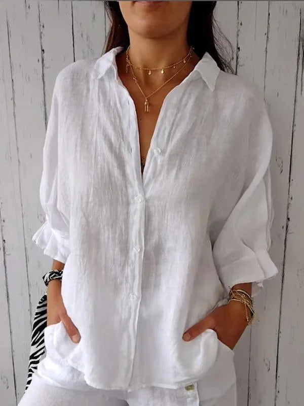 Women's Button-Front Casual Shirt in White