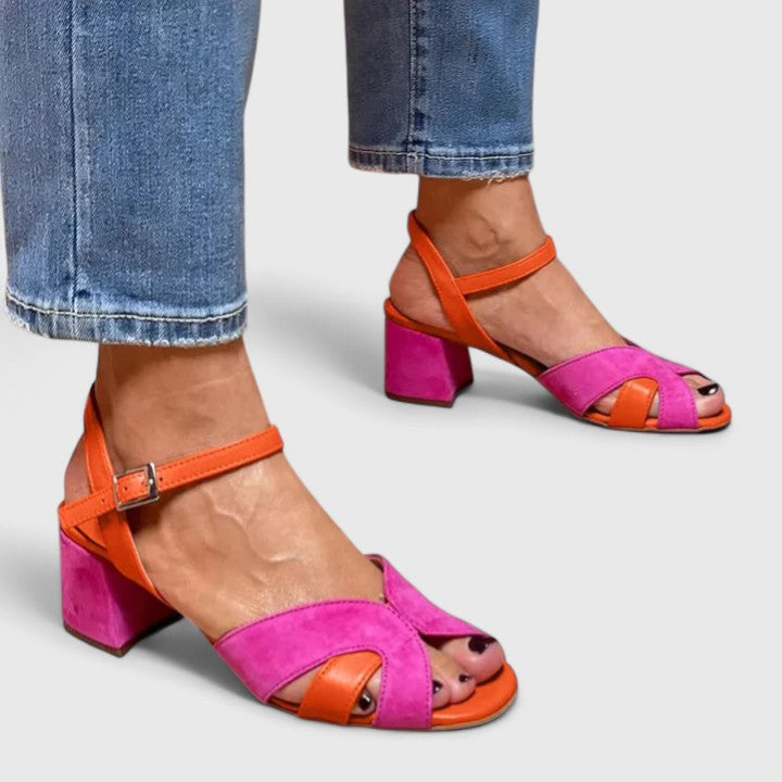 Orthopaedic Crossover Casual Heels in Fuchsia