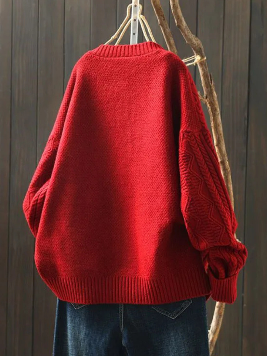 Women's Button-Front Casual Cardigan in Red